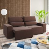 Sofá Retrátil E Reclinável 3 Lugares 200cm Lion Viero Estofados Marrom