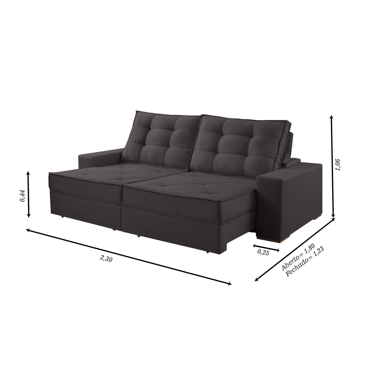 Sofá 3 Lugares 230cm Retrátil Reclinável Orion Marrom - Carrefour