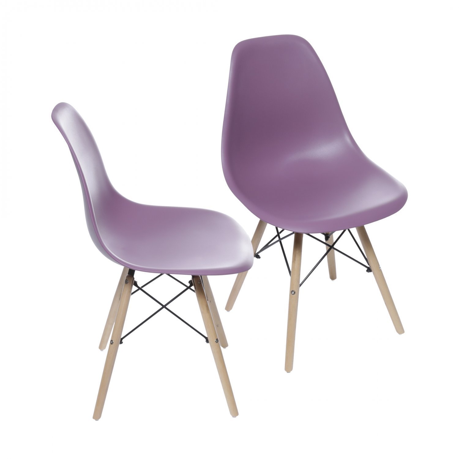 Kit 2 Cadeiras Base Madeira Dkr Or Design Roxa