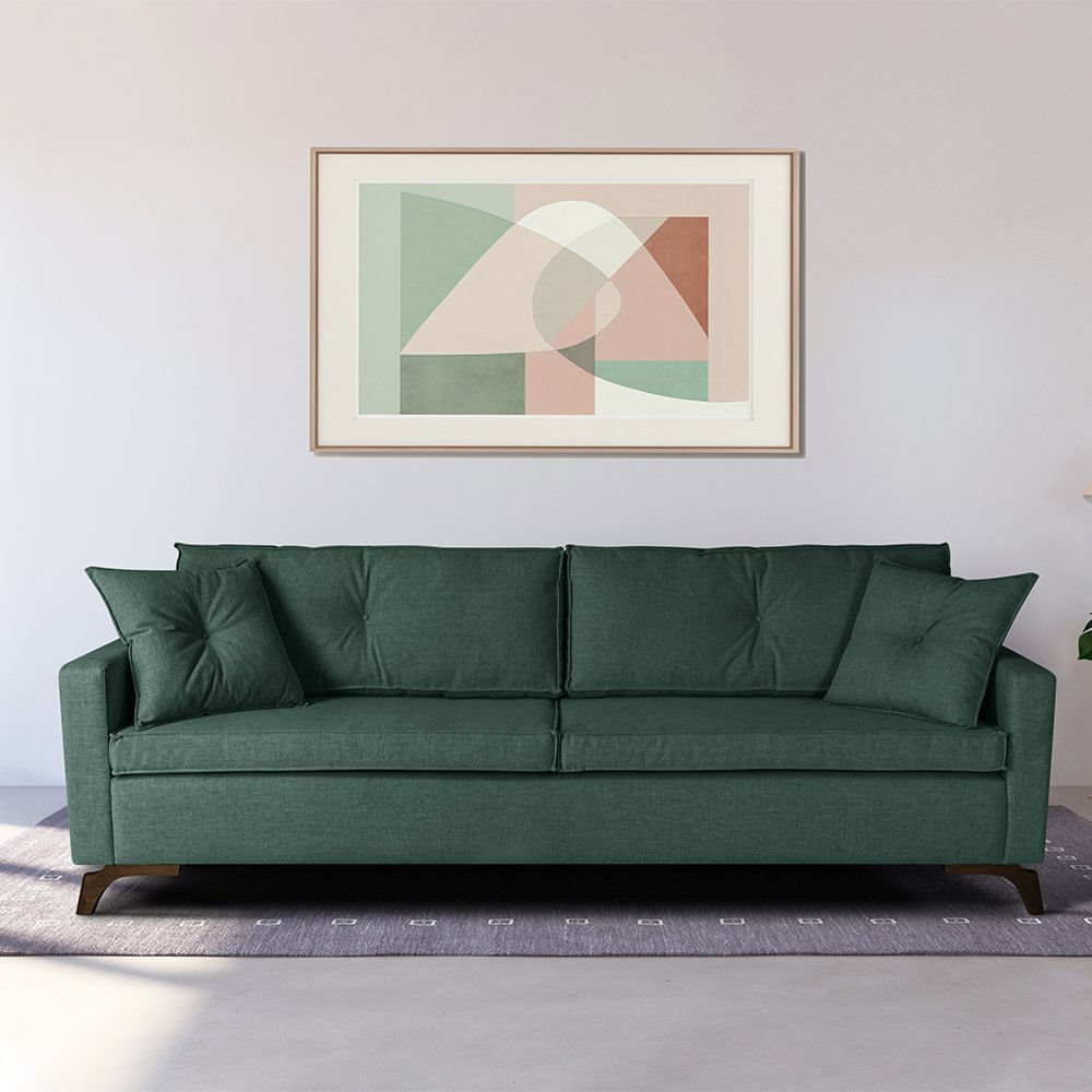 Sofá 190cm Pés Imbuia Viena Sofani Verde