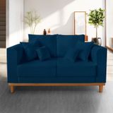 Sofá Beny 2 Lugares Com Almofada 140cm Azul