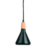 Pendente Triangulo Metal Preto E Madeira Ø12cm Acl49