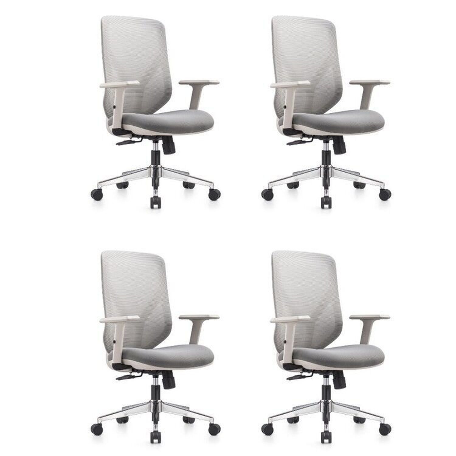 Kit 4 Cadeiras Escritório Diretor Nr17 Tela Mesh Gamma Cinza