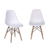 Kit 2 Cadeiras Base Madeira Dkr Eames Or Design Branco