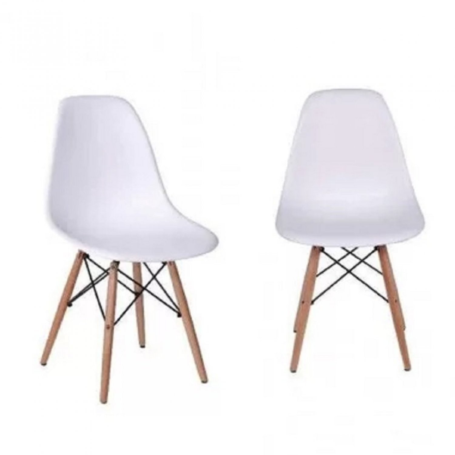 Kit 2 Cadeiras Base Madeira Dkr Eames Or Design Branco