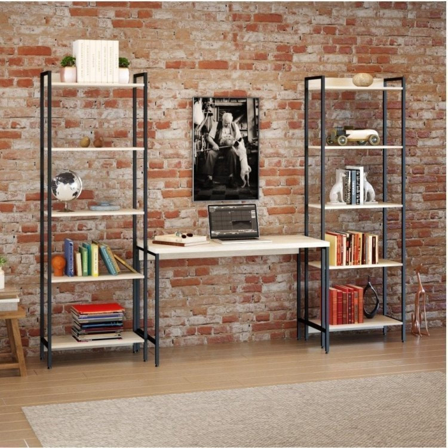 Kit 3 Peças Com Escrivaninha E 2 Estantes Industriais Active Yescasa