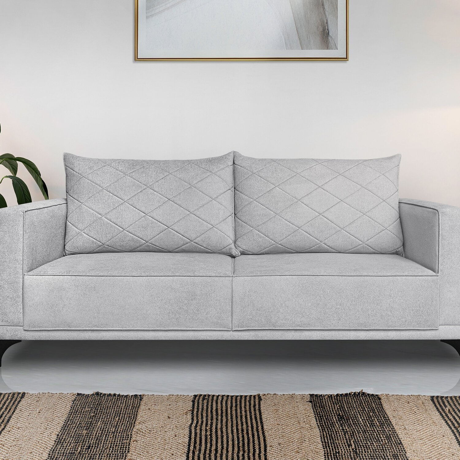 Sofá Eliot 2 Lugares 180 Cm Linho Boucle Cinza