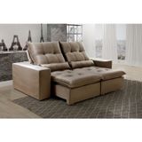 Sofá Retrátil E Reclinável 190 Cm Platina Suede Capuccino