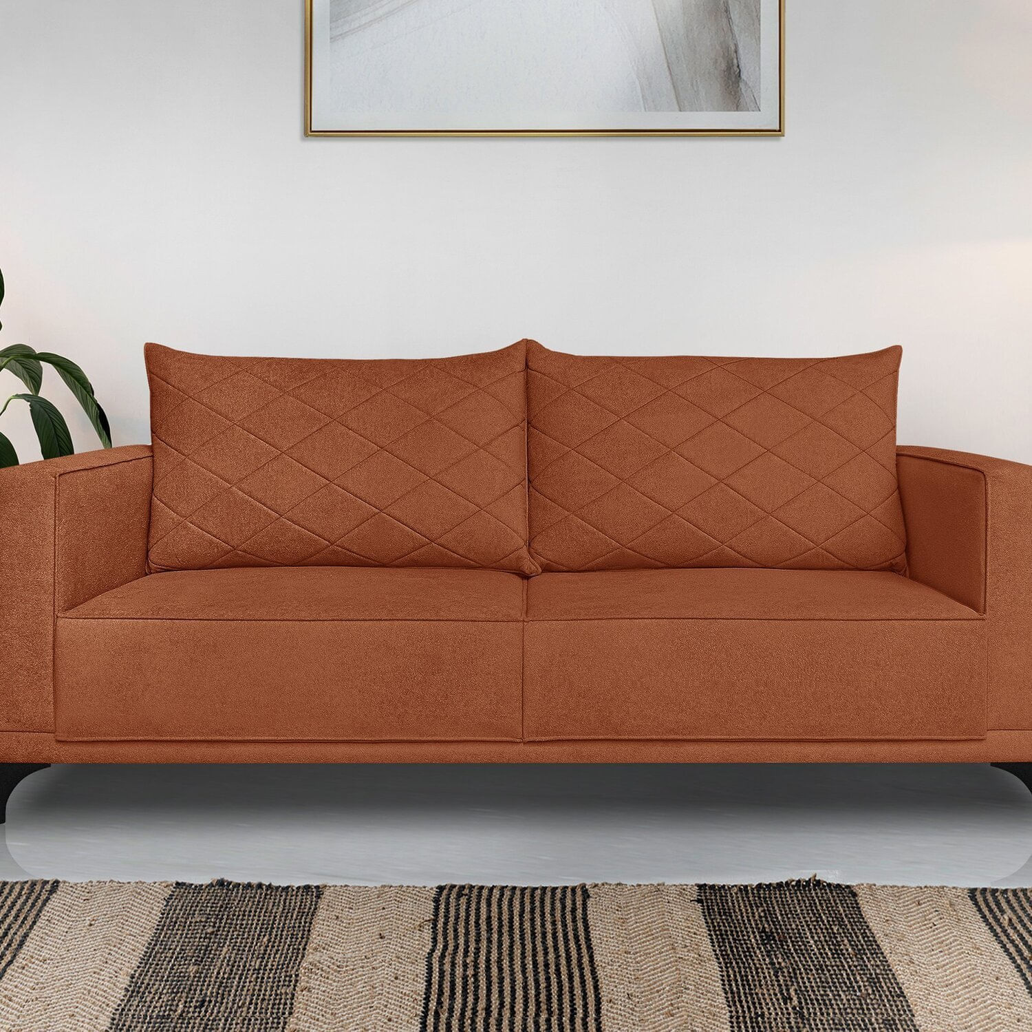 Sofá Eliot 2 Lugares 180 Cm Linho Boucle Cobre