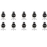 Kit Com 10 Cadeiras De Escritório Presidente Giratória Com Apoio De Cabeça Office Lisboa Preto
