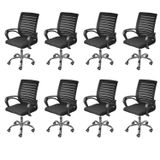 Kit 8 Cadeiras Para Escritorio Diretor Tela Mesh Viena 3324 Preto