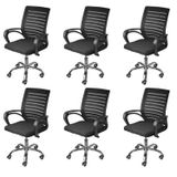 Kit 6 Cadeiras Para Escritorio Diretor Tela Mesh Viena 3324 Preto
