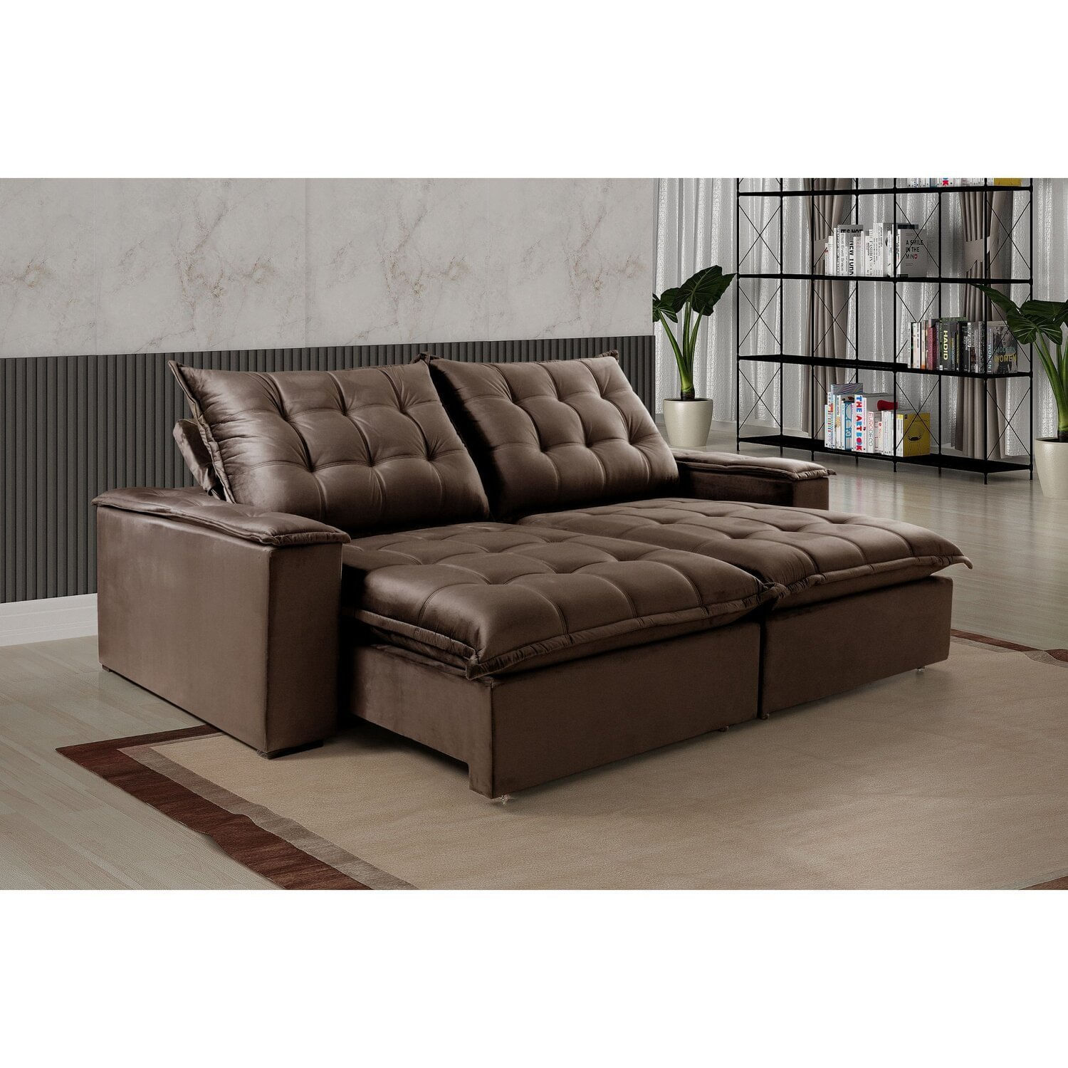 Sofá Retrátil E Reclinável 2 Lugares Marrom