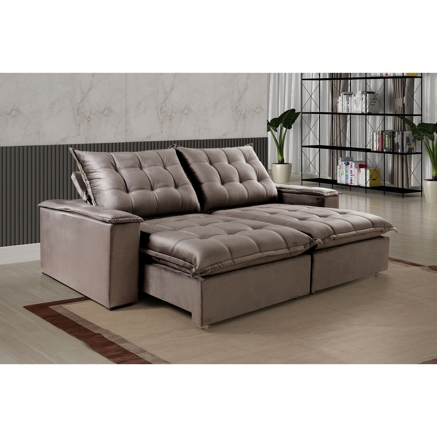 Sofá Retrátil E Reclinável 2 Lugares Capuccino