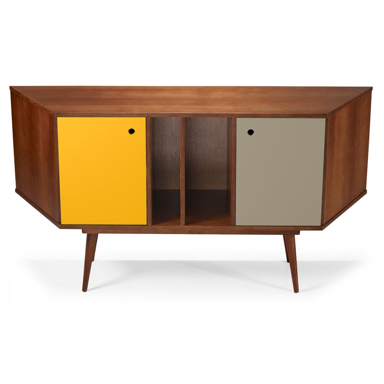 Buffet 2 Portas Retrô Daring Maxima Cacau/Amarelo/Cinza