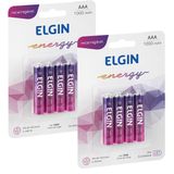 08 Pilhas Elgin Aaa 1000mah Recarregável 2 Cartela