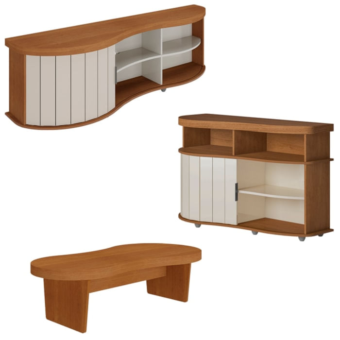 Rack Mesa Buffet Sala De Estar Mg4647 Cinamomo Off White Arly