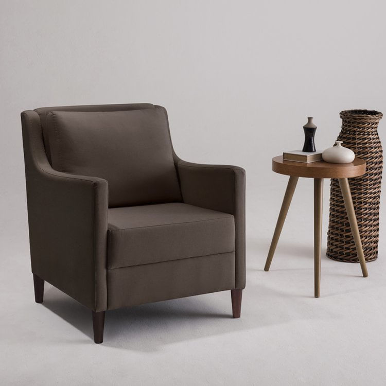 Poltrona em Veludo Pés Imbuia Ellen Sofani Marrom/Imbuia