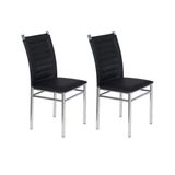 Conjunto 2 Cadeiras Aço Tókio Espresso Móveis Cromado/Preto