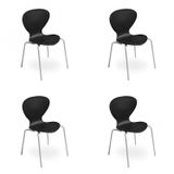 Conjunto 4 Cadeiras Flash Prima Design Preto/Prata