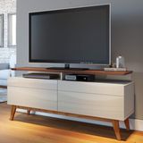 Rack para TV até 55 Polegadas 2 Gavetas Classic Retrô 62,5cmx146cm Imcal Off White/Freijó