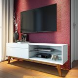 Rack para TV até 55 Polegadas 1 Gaveta Classic Retrô 52cmx146cm Imcal Branco Acetinado