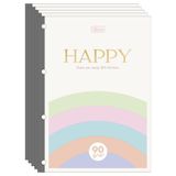 Pacote Refil Caderno Argolado Colegial Happy 90g Tilibra - 80 Folhas C- 5 Unidades