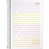 Caderno Pequeno 1-4 Neon Kori S- Pauta Tilibra Capa Plástica Espiral - 80 Folhas Branco