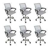Kit 6 Cadeiras Para Escritorio Diretor Tela Mesh Tok 3310 Cinza