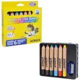 Lápis De Cor Jumbo Super Mina 11mm Acrilex - 6 Cores