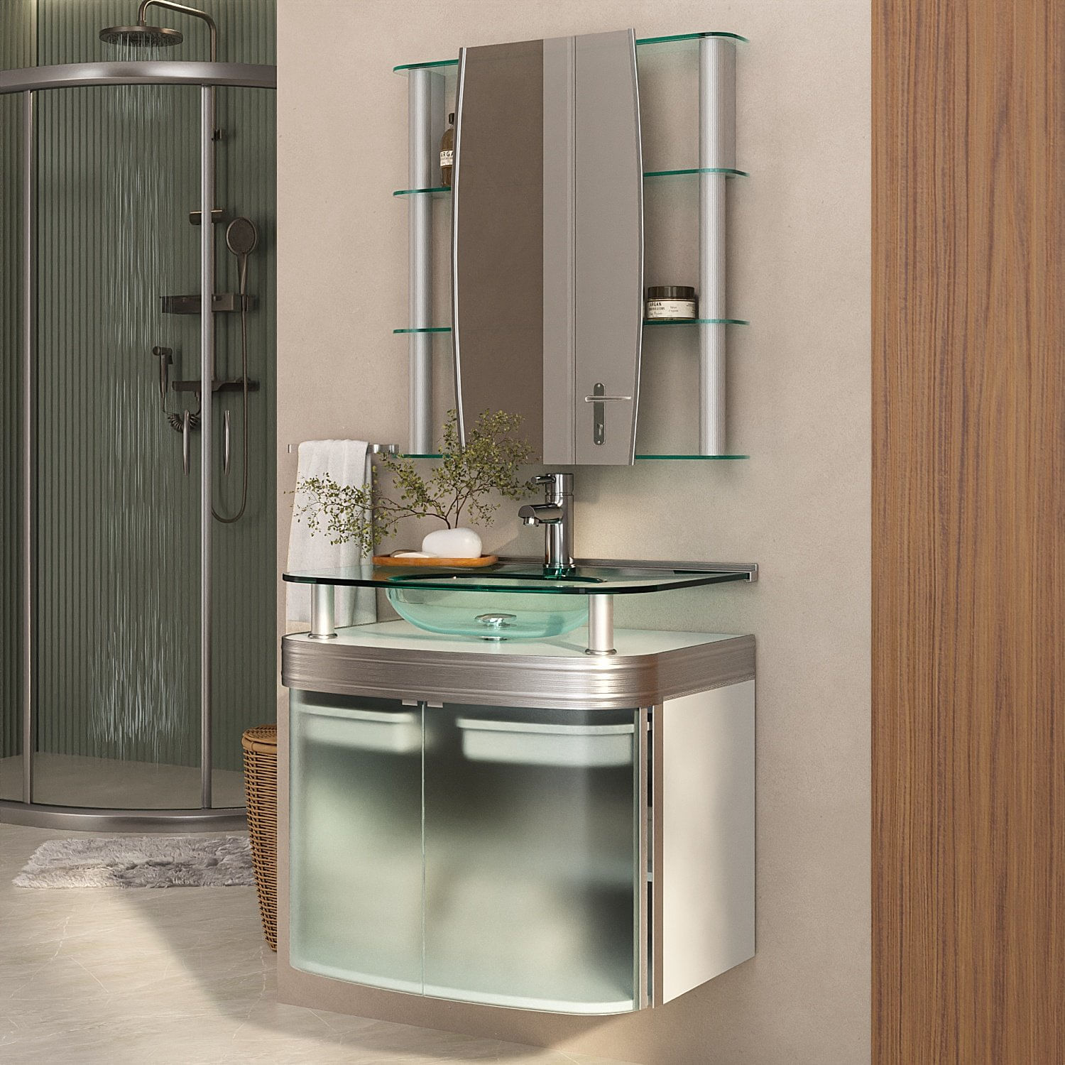 Gabinete Master Com Cuba Embutida Cinza