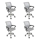 Kit 4 Cadeiras Para Escritorio Diretor Tela Mesh Tok 3310 Cinza