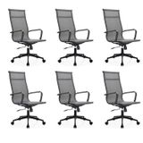 Kit 6 Cadeiras Para Escritório Presidente Esteirinha Dark Tela Mesh 3303 Cinza