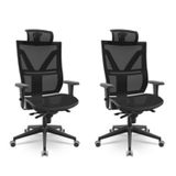 Kit 2 Cadeiras Presidente Darix Com Mecanismo Slider Preto