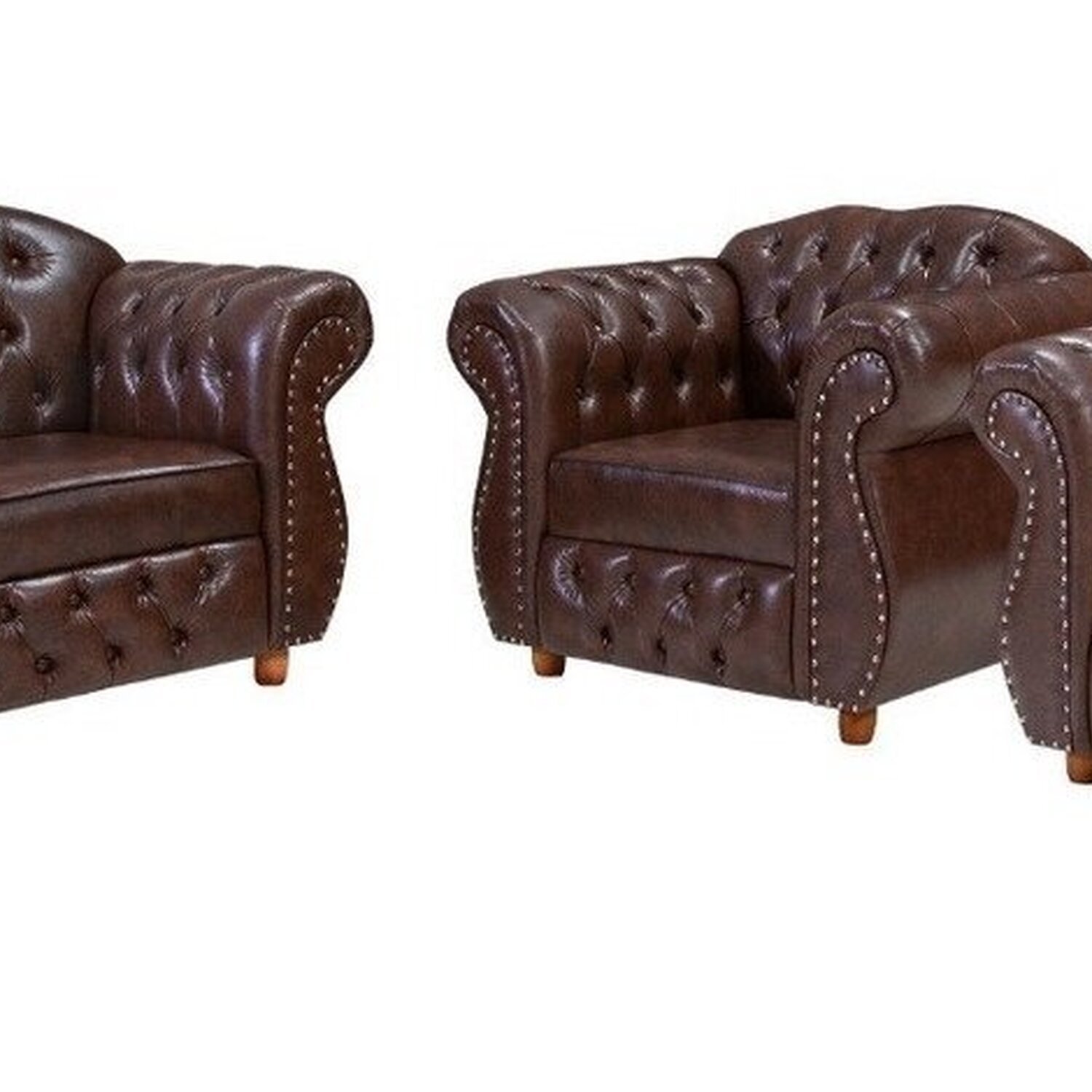 Conjunto Merlô 2 Poltronas E 1 Namoradeira Chest 2 Lugares Marrom