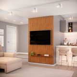 Painel Ripado Trento 143,7x240 Em Mdf Freijó
