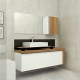 Gabinete De Banheiro Cristalo 120cm Com Cuba 044 Branco/nogueira Boreal