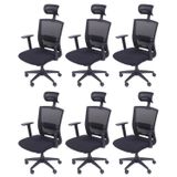 Kit 6 Cadeiras Para Escritorio Presidente Nr17 Office 3317 Preto