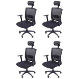 Kit 4 Cadeiras Para Escritorio Presidente Nr17 Office 3317 Preto