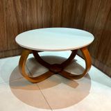 Mesa De Centro Bella 60x35 Pé Cebola Vidro Off-white/mel