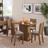 Conjunto para Sala de Jantar Mesa e 4 Cadeiras Lexy Madesa Rustic/Pérola