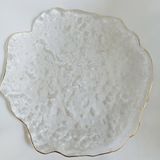 Prato Para Servir Sobremesa Cristal Com Borda Dourada