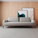 Sofá Smart 2 Lugares 180 Living Contemporâneo Mescla Bege E Cinza Claro Com Base Em Courissimo Gelo.