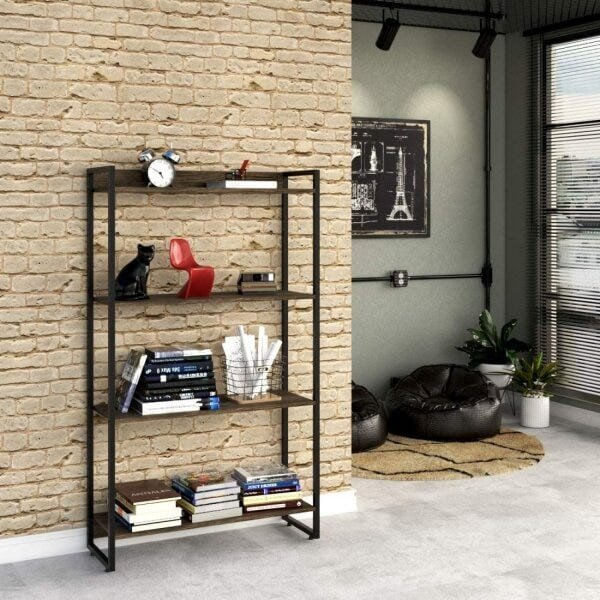 Estante Multiuso 4 Prateleiras 80cmx146cm Dynamica Compace Carvalho Dark
