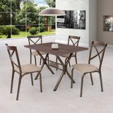 Conjunto de Mesa 4 Cadeiras Karina Ciplafe Bronze/Linho Bege