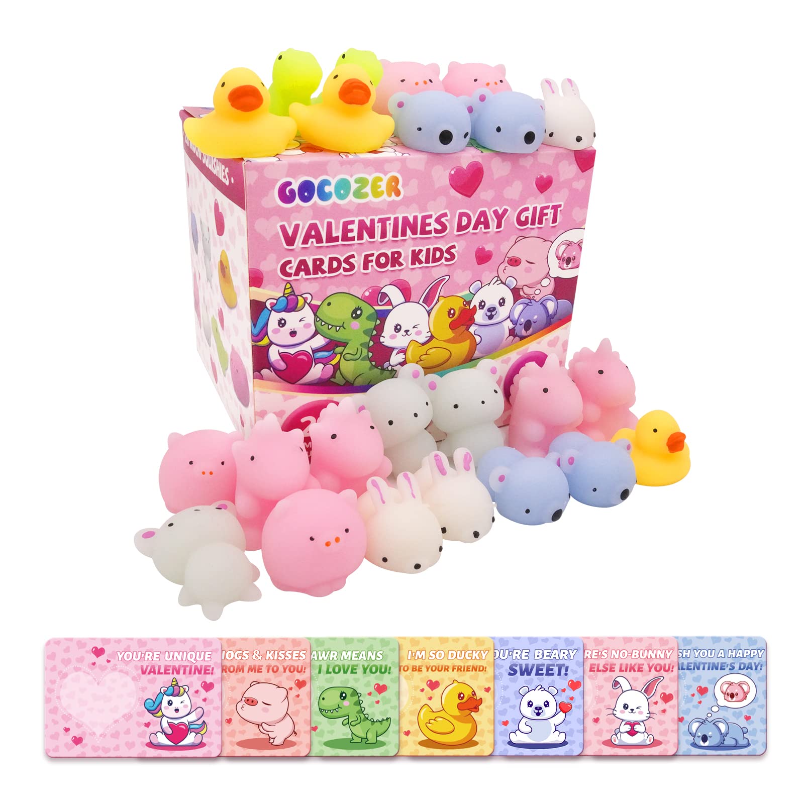 Conjunto De Presentes De Dia Dos Namorados, Pacote Com 28 Cartões Gocozer Com Mochi Squishy