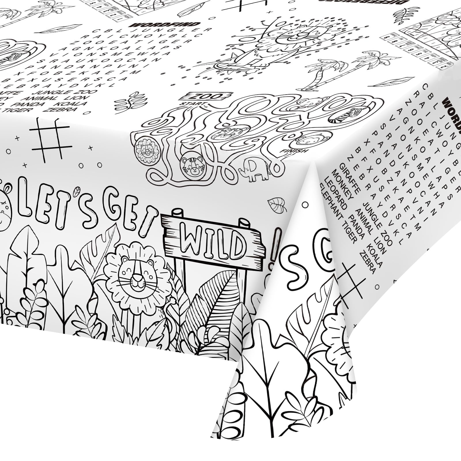 Toalha De Mesa De Papel Para Colorir Gatherfun Safari Jungle Theme