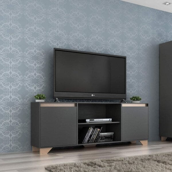 Rack Para Tv Até 60 Polegadas 2 Portas 3 Prateleiras Benevello Quiditá Grafite