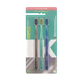 Pack Com 3 Escovas Dentais Pro Extra Macias - Kess - Cinza Verde E Azul