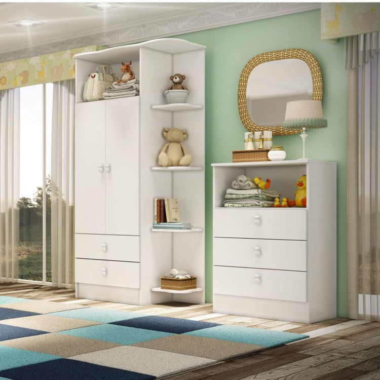 Cômoda Infantil 3 Gavetas e Nicho 1330 Espresso Móveis